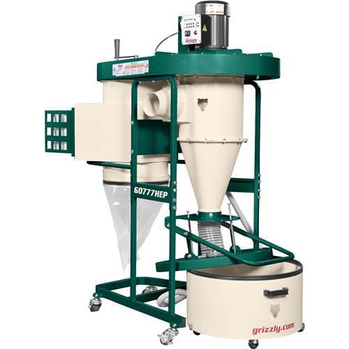 Grizzly Industrial 1-1/2 HP Ultra-Quiet Dual-Filtration HEPA Cyclone Dust Collector G0777HEP