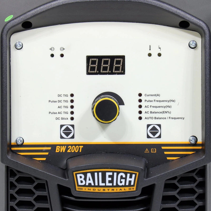 Baileigh BW-200T; 120/230V 200A Inverter Square Wave AC/DC Pulse TIG Welder w/ Regulator, Foot Pedal, 12' Torch BI-1021971