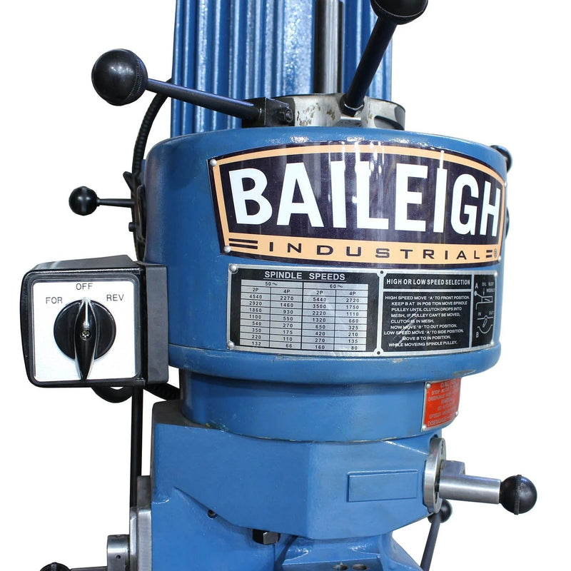 Baileigh VM-836E-1; 120V Vertical Mill, 8" x 36" Table, 8 Speed Includes R8 Spindle, Coolant, Lubricator, Work Light BI-1020694