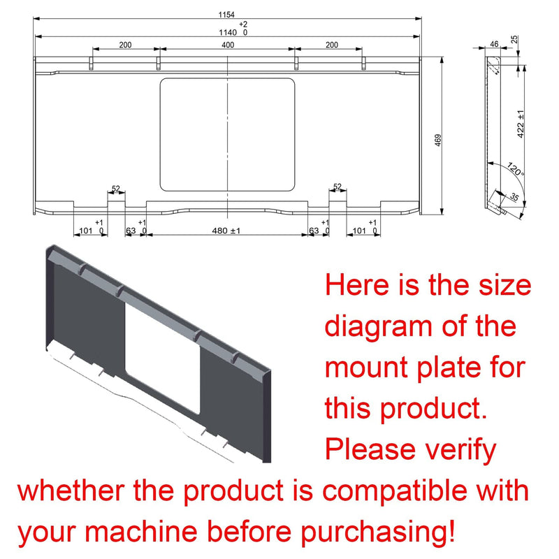 280Lt Volume Skid Steer Concrete Mixer Bucket Attachment, Universal Quick tach Mount Plate 07.03.23.0002