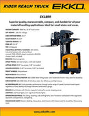 EKKO EK18RR Stand-Up NA Reach Truck 4000 lb Cap., 275"Lift Ht.
