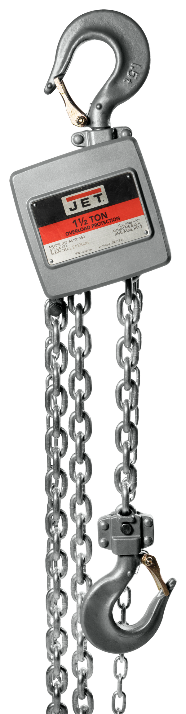 JET AL100-050-30 Professional 1/2 Ton Chain Hoist - 30ft Lift Heavy Duty Manual Hoist
