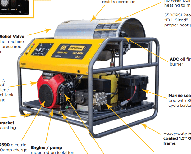 BE 3500 PSI @ 5.6 GPM General Pump TS2021 Belt Drive Hot Water Pressure Washer - Oil/Diesel Fired HW3524HG12V