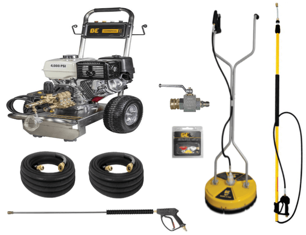 BE Professional 4000 PSI (Gas-Cold Water) Start Your Own Pressure Washing Business Kit w/ Honda GX390 Engine & SS Frame PE-4013HWPSCOMZ-HWTB