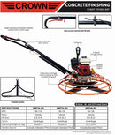 Crown 36" Power Trowel, Combo Blades, w/ 5.5 HP Honda - WBT36_GH5 WBT36_GH5