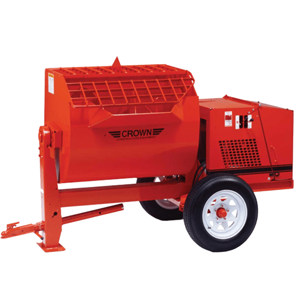 Crown Hydraulic Mortar Mixer, H16S Series - 16 Cubic Feet, Steel Drum, Highway Towable, Torsion Axle, Hydraulic Drive/Dump
