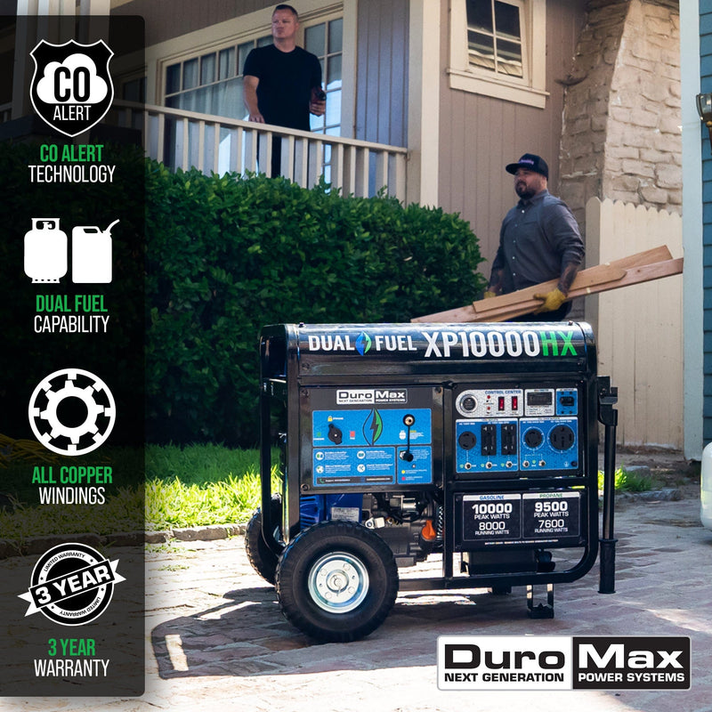 DuroMax XP10000HX 8000W/10000W Dual Fuel CO Alert Electric Start Generator New XP10000HX