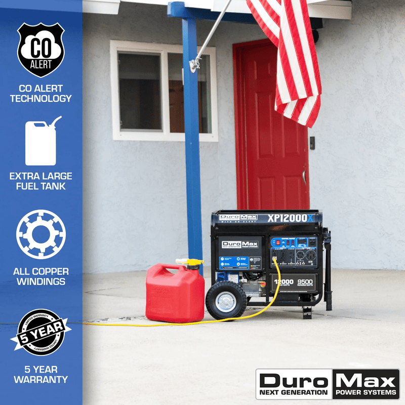 DuroMax XP12000X 9500W/12000W Gas Generator with Electric Start and CO Alert New XP12000X