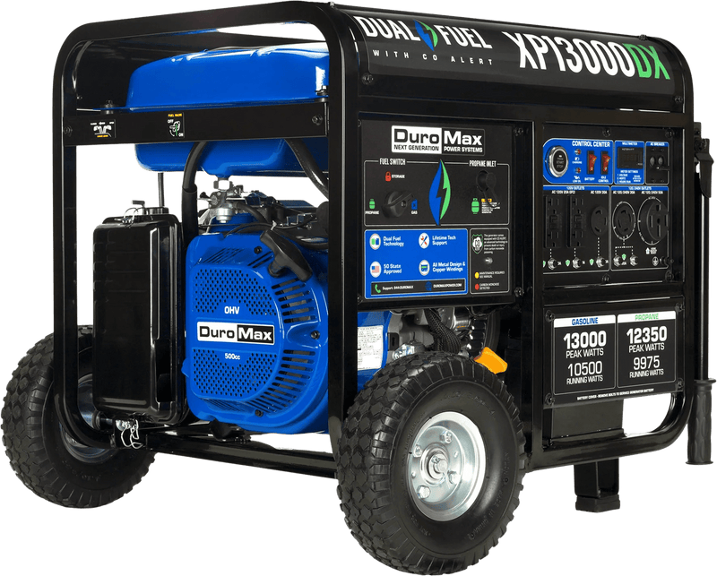 DuroMax XP13000DX 10500W/13000W Dual Fuel Gas Propane Generator with Electric Start and CO Alert New XP13000DX