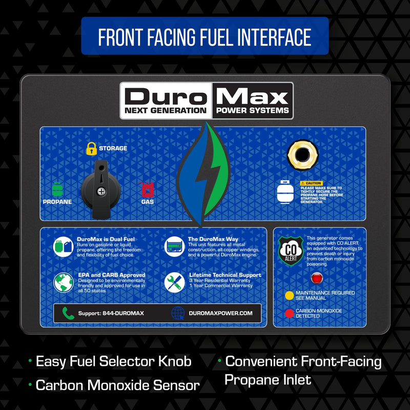 DuroMax XP13000HX 10500W/13000W Dual Fuel CO Alert Electric Start Generator New XP13000HX