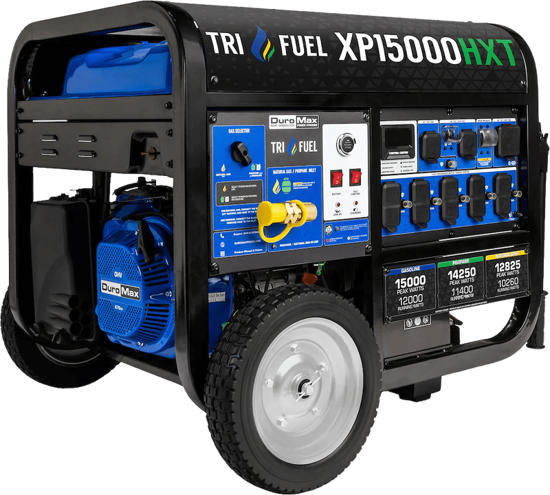 DuroMax XP15000HXT 12000W/15000W Tri-Fuel Gasoline Propane Natural Gas CO Alert Remote Start Generator New XP15000HXT