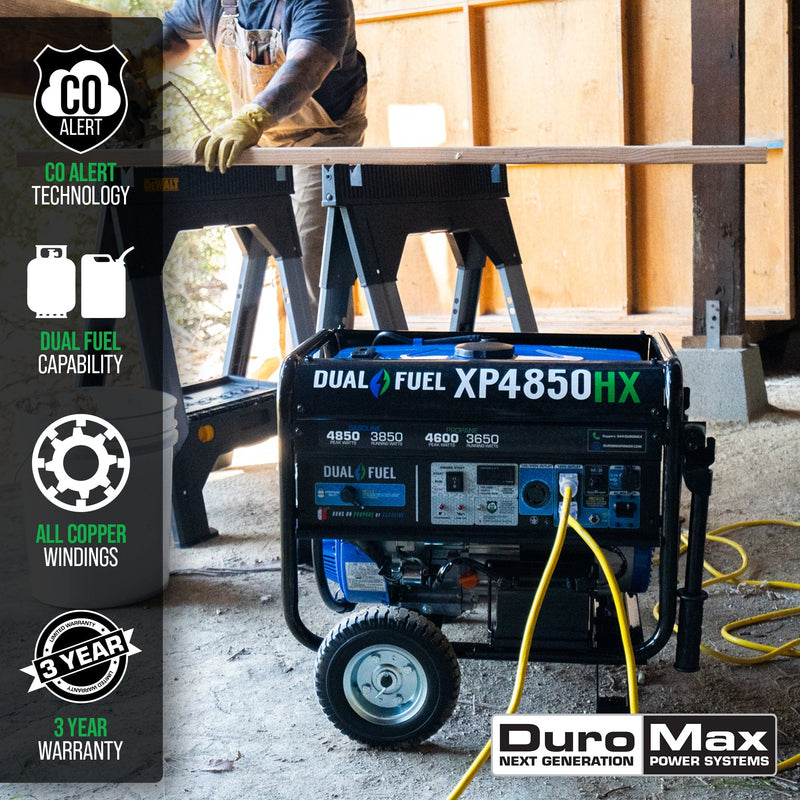 DuroMax XP4850HX 3850W/4850W Dual Fuel CO Alert Electric Start Generator New XP4850HX