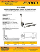 EKKO A25S Stainless Steel Manual Pallet Jack 5500lbs., Capacity A25S