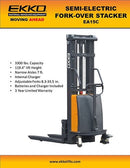 EKKO EA15C Semi-Electric Fork-Over Stacker 3300lbs. Cap., 119.3" Height EA15C