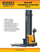 EKKO EB13E Full Powered Straddle Stacker 2800 lb Cap., 119" Height EB13E