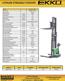 EKKO EB13ES-145Li Full Powered Straddle Stacker 2640 lb Cap., 145" Height EB13ES-145LI
