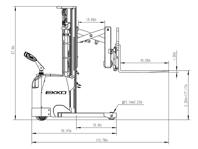 EKKO ER15L Walkie Reach Truck 3300 lb Cap., 138" Height, Side Shift ER15L