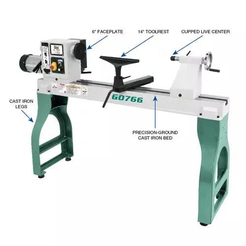 Grizzly Industrial 22" x 42" Variable-Speed Wood Lathe G0766