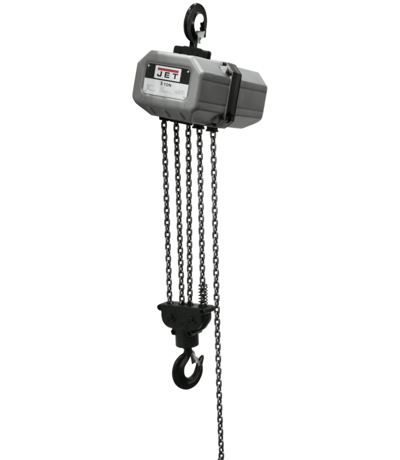 JET 5SS-1C-10, 5 Ton Electric Chain Hoist 1Ph, 10' Lift, 115/230V, Prewired 230V JET-511000