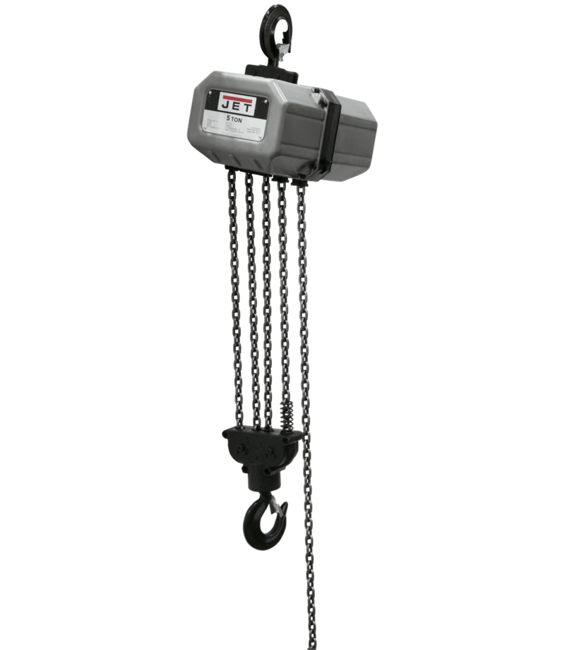 JET 5SS-1C-15, 5 Ton Electric Chain Hoist 1Ph, 15' Lift, 115/230V, Prewired 230V JET-511500