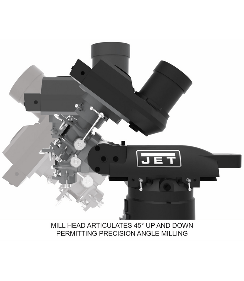 JET Elite ETM-949 Mill with 2-Axis ACU-RITE 203 DRO and X-Axis JET Powerfeed and USA Made Air Draw Bar JET-894111