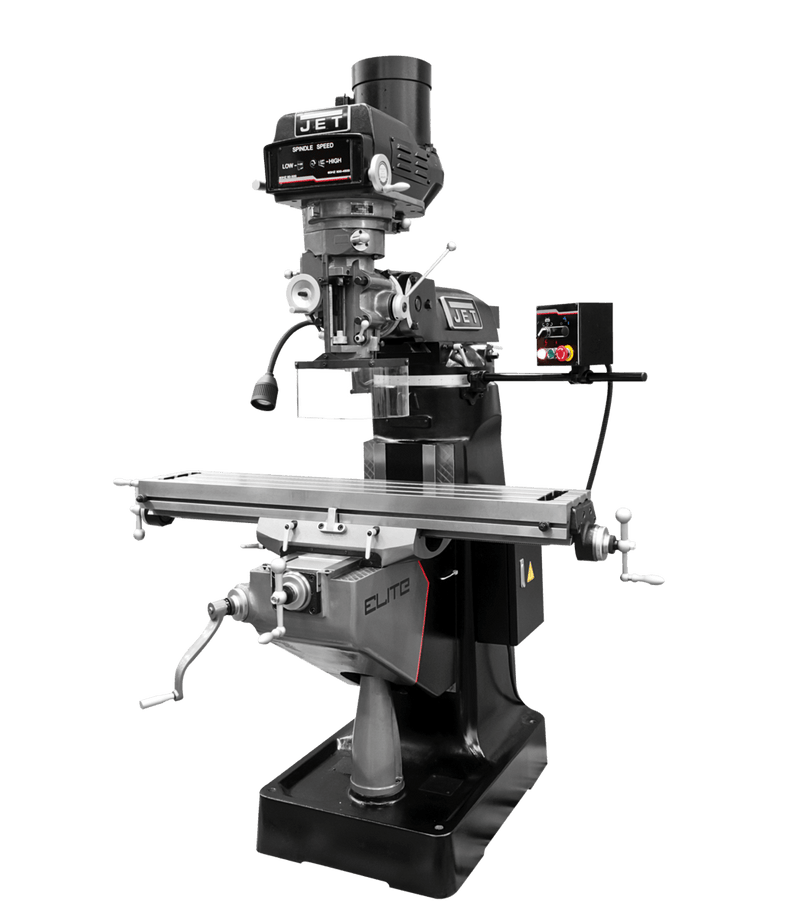 JET Elite ETM-949 Mill with 2-Axis ACU-RITE 303 DRO and X, Y-Axis JET Powerfeeds and USA Made Air Draw Bar JET-894134