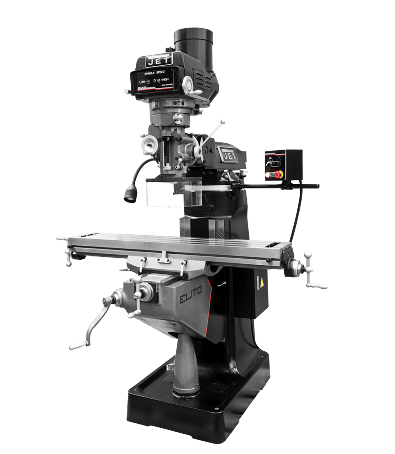 JET Elite ETM-949 Mill with 3-Axis ACU-RITE 203 (Knee) DRO and X, Y, Z-Axis JET Powerfeeds and USA Made Air Draw Bar JET-894129
