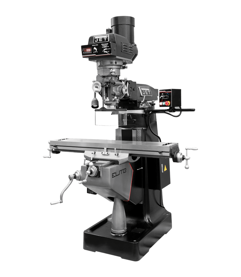 JET Elite EVS-949 Mill with 3-Axis ACU-RITE 203 (Quill) DRO and X, Y-Axis JET Powerfeeds and USA Made Air Draw Bar JET-894320