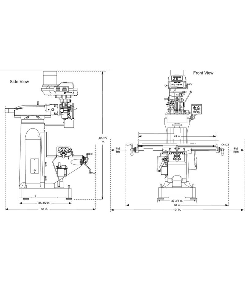 JET ETM-949 Mill with 3-Axis ACU-RITE MILLPWR CNC JET-894041