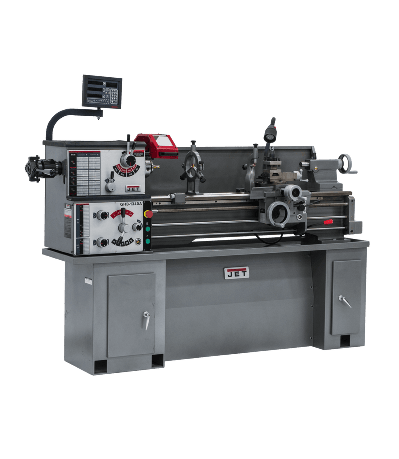 JET GHB-1340A Lathe With Newall NMS300 DRO With Taper Attachment and Collet Closer JET-323104