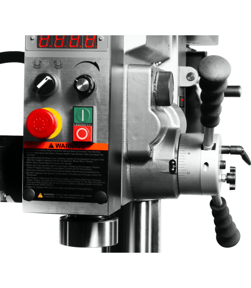 JET JDPE-20EVSC-PDF 1-1/4" Drilling Capacity, 2HP, 115V, 1 Phase Electronic Variable Speed Drill with Clutch Speed Change system and Power Downfeed JET-354251