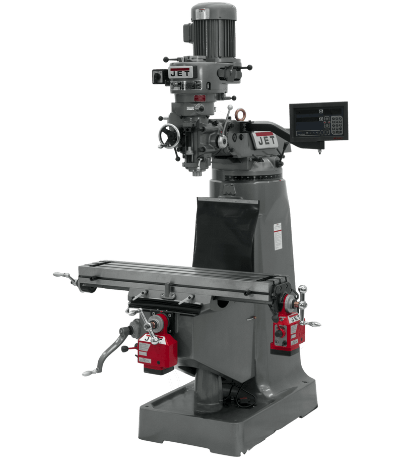 JET JTM-1 Mill with 3-Axis Newall DP700 DRO (Quill) with X and Y-Axis Powerfeeds JET-691192