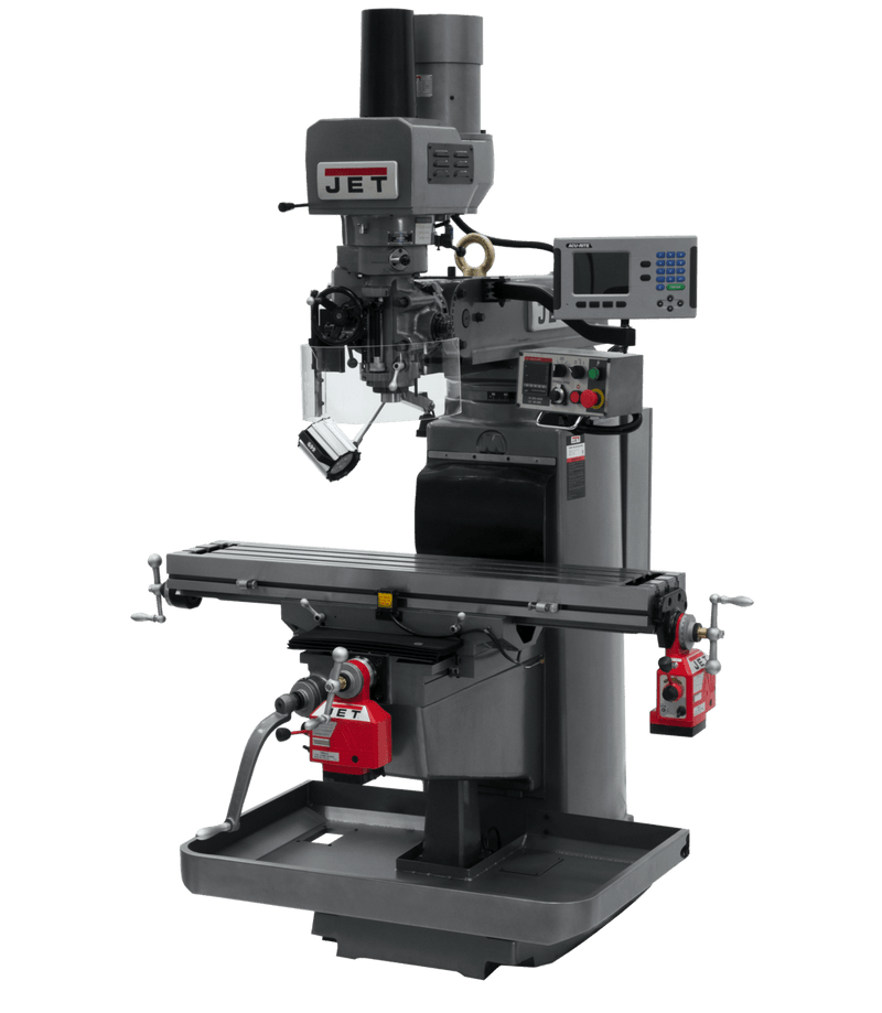 JET JTM-1050EVS2/230 Mill with 3-Axis Acu-Rite 203 DRO (Knee) with X and Y-Axis Powerfeeds and Air Powered Draw Bar JET-690627