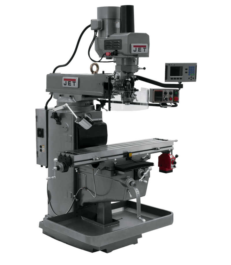 JET JTM-1050EVS2/230 Mill with 3-Axis Acu-Rite 203 DRO (Knee) with X-Axis Powerfeed and Air Powered Draw Bar JET-690625