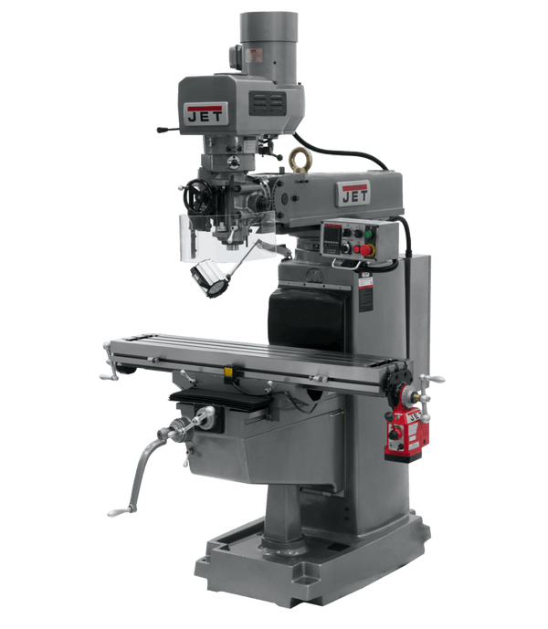 JET JTM-1050EVS2/230 Mill with 3-Axis Newall DP700 DRO (Knee) with X and Y-Axis Powerfeeds and Air Powered Draw Bar JET-690642