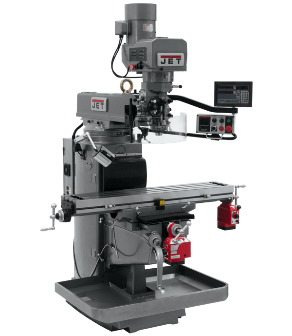JET JTM-1050EVS2/230 Mill with 3-Axis Newall DP700 DRO (Knee) with X and Y-Axis Powerfeeds JET-690641