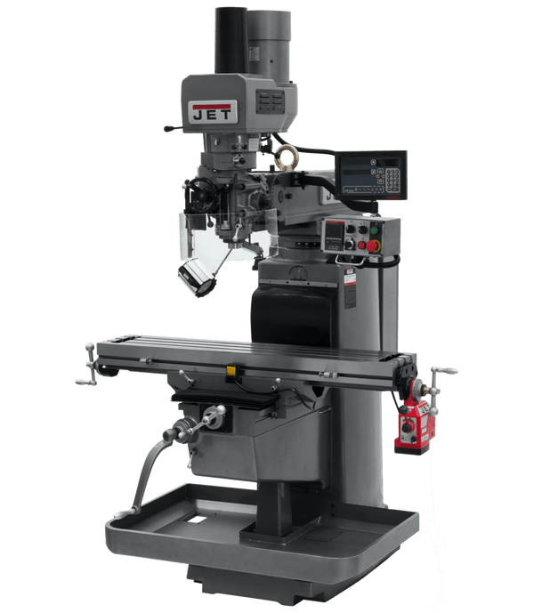 JET JTM-1050EVS2/230 Mill with 3-Axis Newall DP700 DRO (Knee) with X-Axis Powerfeed and Air Powered Draw Bar JET-690640