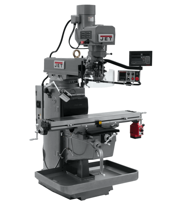 JET JTM-1050EVS2/230 Mill with 3-Axis Newall DP700 DRO (Knee) with X-Axis Powerfeed JET-690639