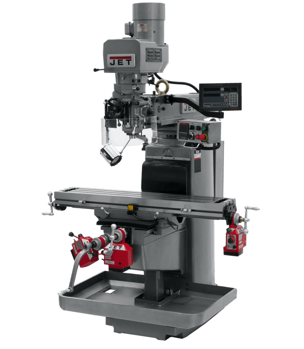 JET JTM-1050EVS2/230 Mill with 3-Axis Newall DP700 DRO (Knee) with X, Y and Z-Axis Powerfeeds JET-690643
