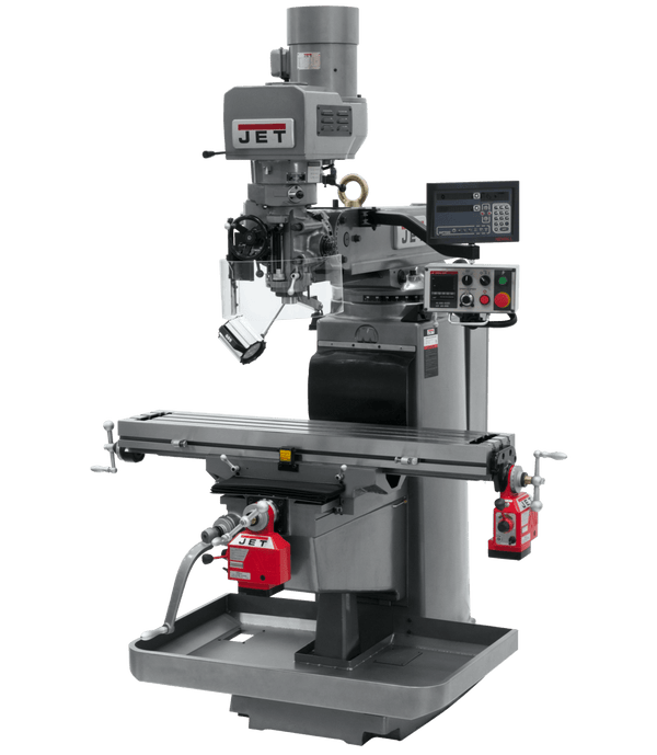 JET JTM-1050EVS2/230 Mill with 3-Axis Newall DP700 DRO (Quill) with X and Y-Axis Powerfeeds JET-690646