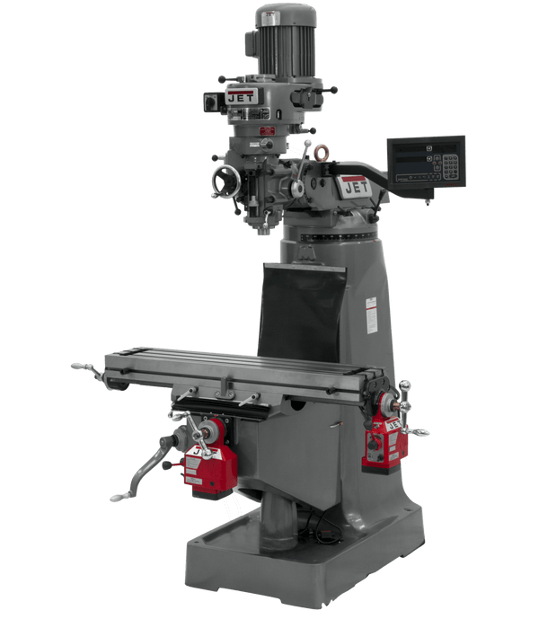 JET JTM-2 Mill with 3-Axis Newall DP700 DRO (Quill) with X and Y-Axis Powerfeeds JET-691199