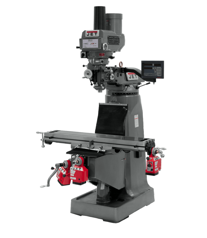 JET JTM-4VS-1 Mill with 3-Axis Newall DP700 DRO (Quill) with X, Y and Z-Axis Powerfeeds and Power Draw Bar JET-691171