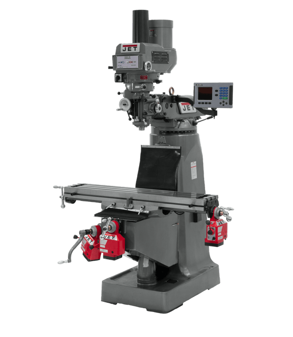 JET JTM-4VS Mill with 3-Axis ACU-RITE 203 DRO (Knee) with X, Y and Z-Axis Powerfeeds and Power Draw Bar JET-690430