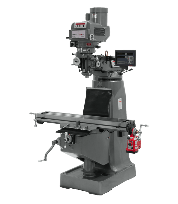 JET JTM-4VS Mill with 3-Axis Newall DP700 DRO (Knee) with X-Axis Powerfeed JET-691232