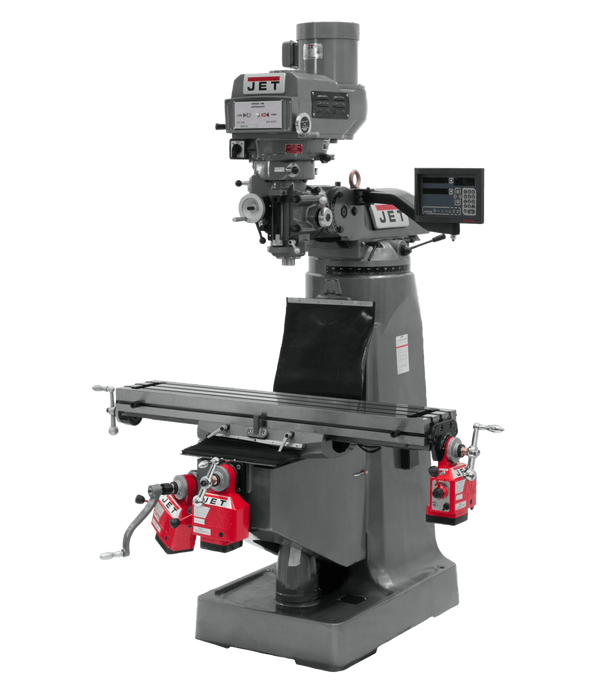 JET JTM-4VS Mill with 3-Axis Newall DP700 DRO (Knee) with X, Y and Z-Axis Powerfeeds JET-690093