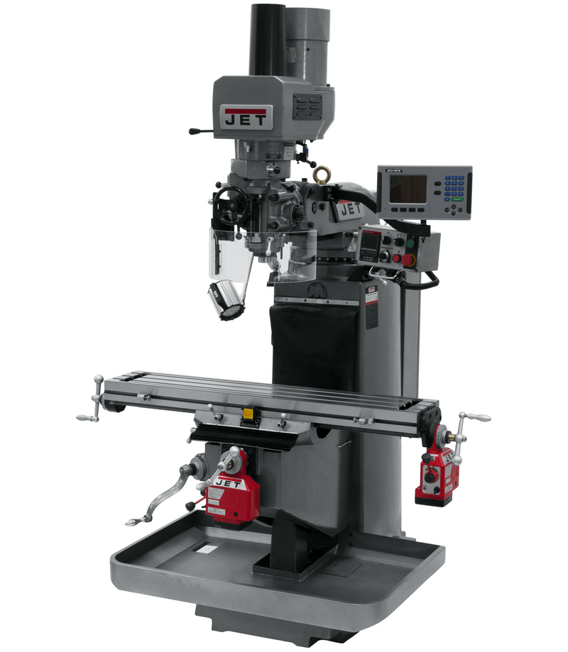 JET JTM-949EVS Mill with 3-Axis Acu-Rite 203 DRO (Quill) with X and Y-Axis Powerfeeds and Air Powered Draw Bar JET-690533