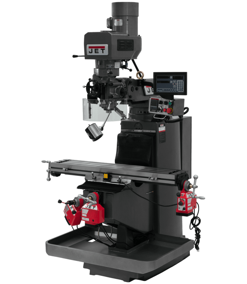 JET JTM-949EVS Mill with 3-Axis Newall DP700 DRO (Knee) with X, Y and Z-Axis Powerfeeds JET-690544