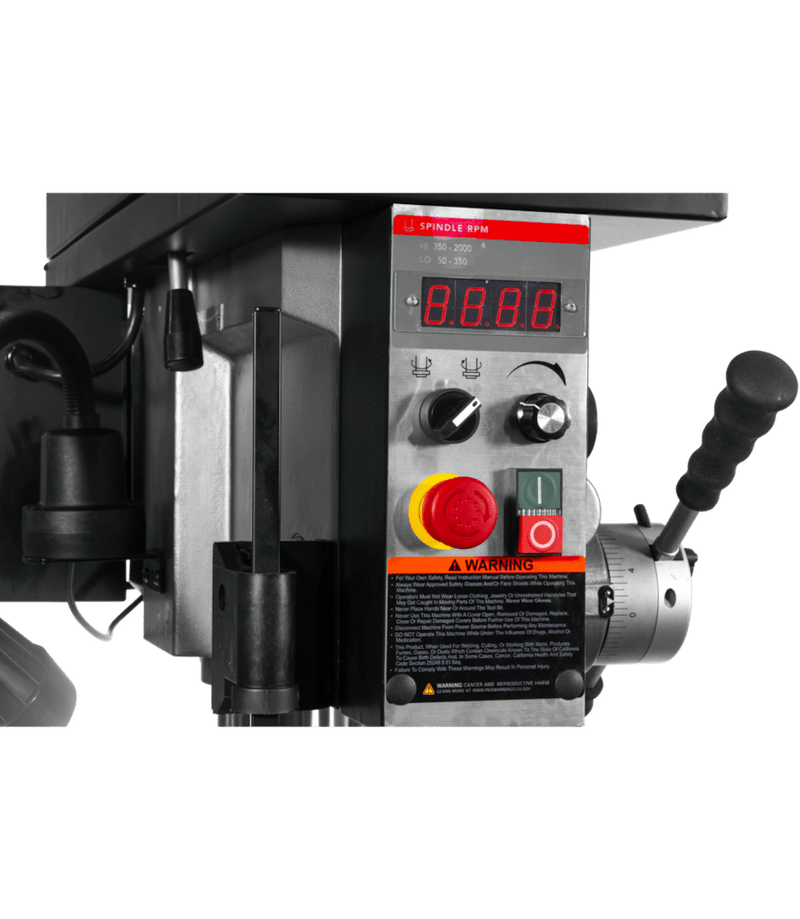 JET The JET JDPE-20EVS-PDF 1-1/4" Drilling Capacity, 2HP, 115V, 1Ph Electronic Variable Speed Drill with Power Downfeed JET-354250