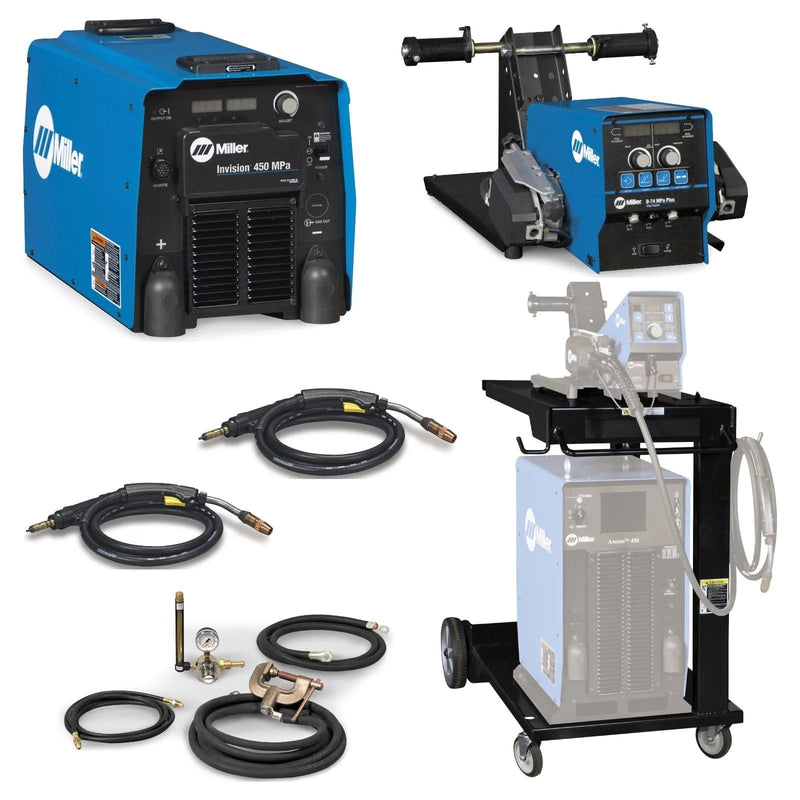 Miller Invision 450 MPa MIG Welder with D-74 Feeder, Accessory Package, and Cart (951457) MIL951457
