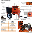 12 cu ft.0 Towable Steel Drum Concrete Cement Mortar Plaster Mixer W/ 5 HP TK-MM12-E5